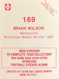 1983 Scanlens VFL Stickers #169 Brian Wilson Back
